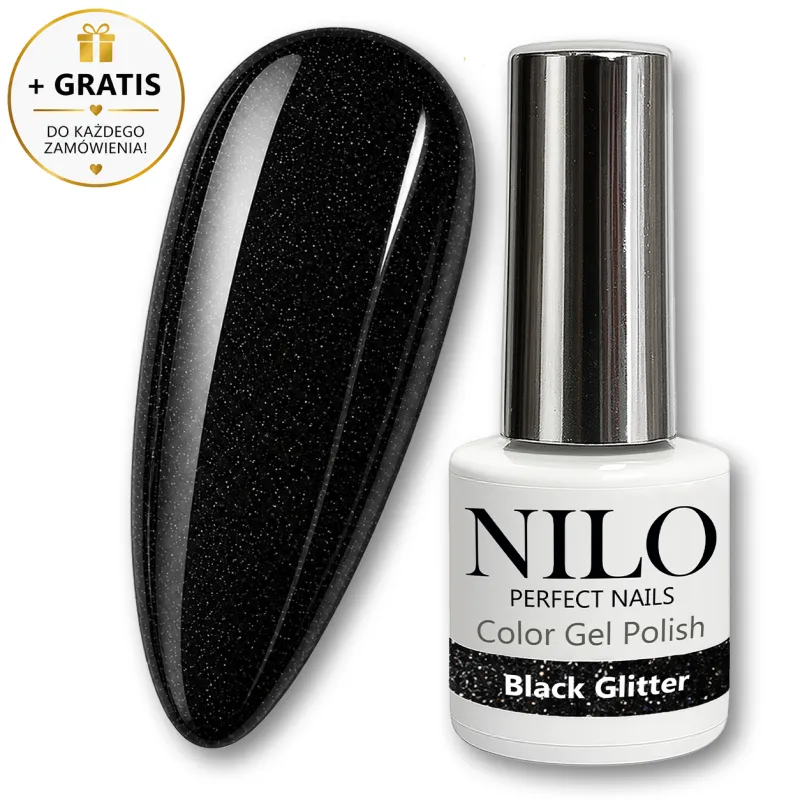 Lakier Hybrydowy Black Glitter – NILO no.102